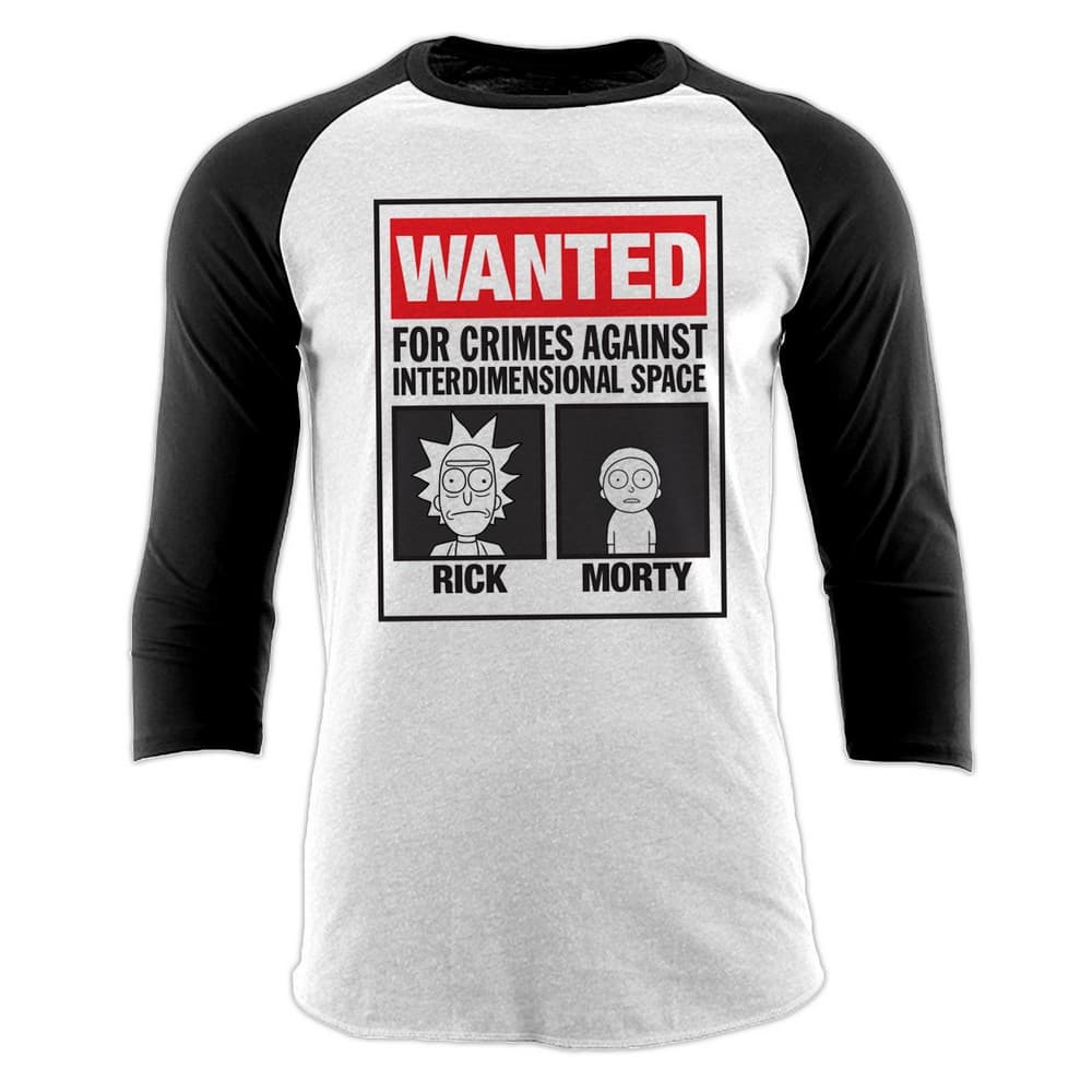 Rick And Morty Adults Unisex Adults Wanted Poster Baseball Shirt