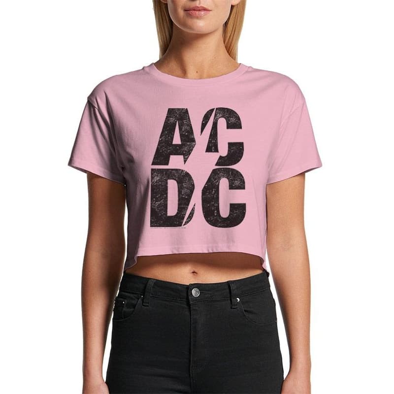 AC/DC Womens/Ladies Stacked Logo Crop Top