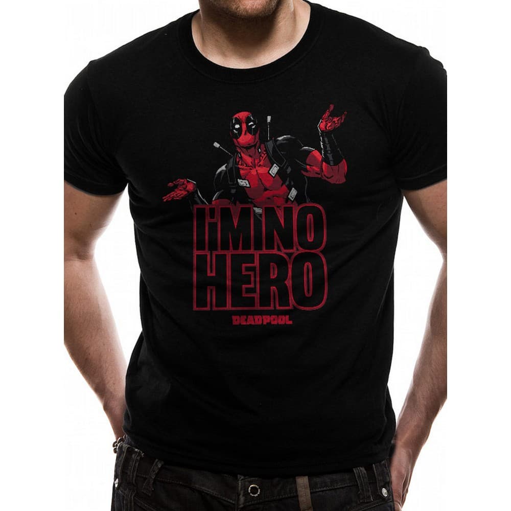 Deadpool Unisex Adults Im No Hero Design T-Shirt