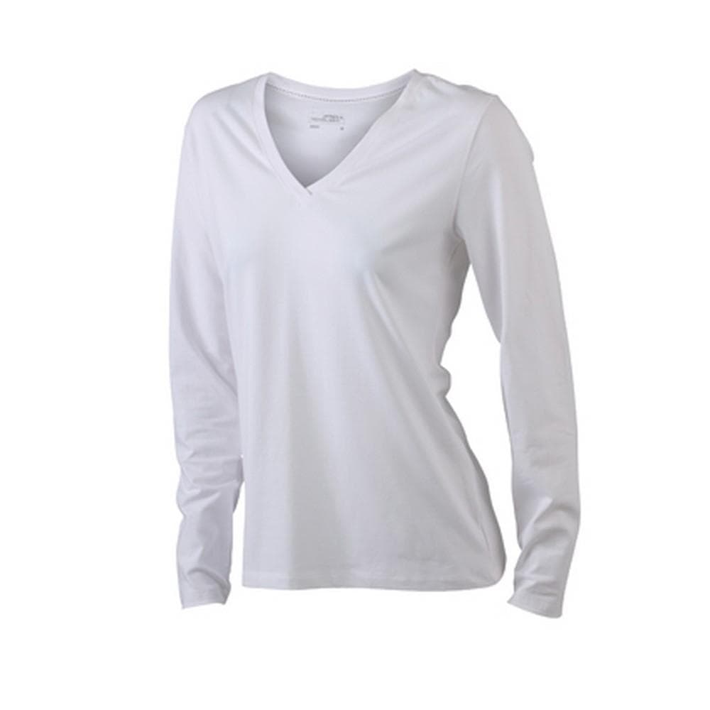 James and Nicholson Womens/Ladies Stretch V-Neck Long-Sleeved Shirt