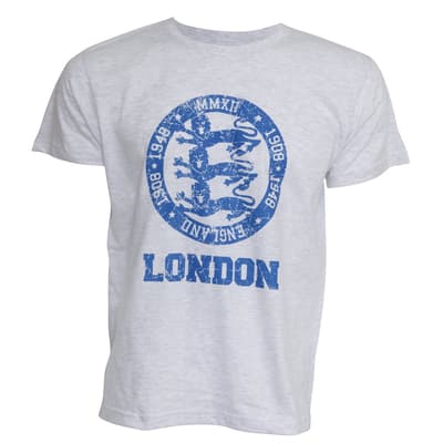 Mens London 3 Lions England Print Short Sleeve Casual T-Shirt/Top