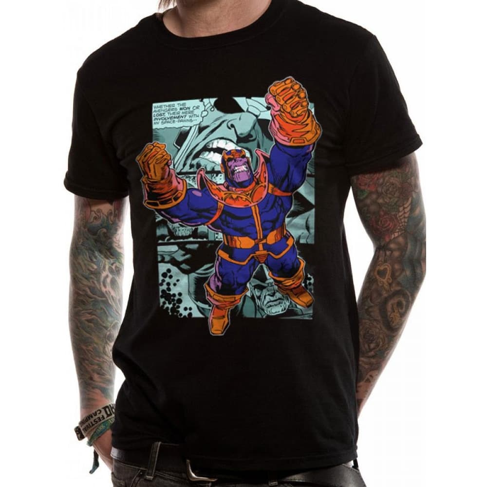 Marvel Unisex Adults Thanos Comic Strip Design T-shirt