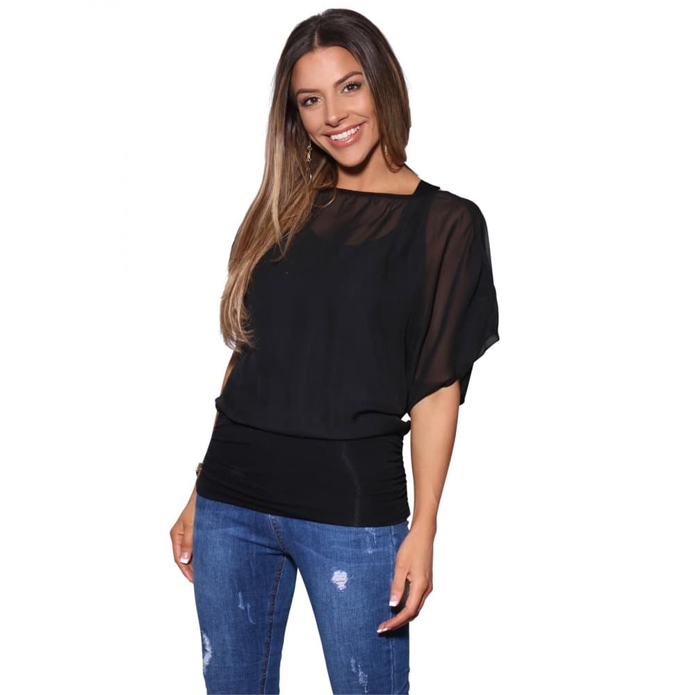 Krisp Womens/Ladies Oversized Chiffon Batwing 2 Piece Top