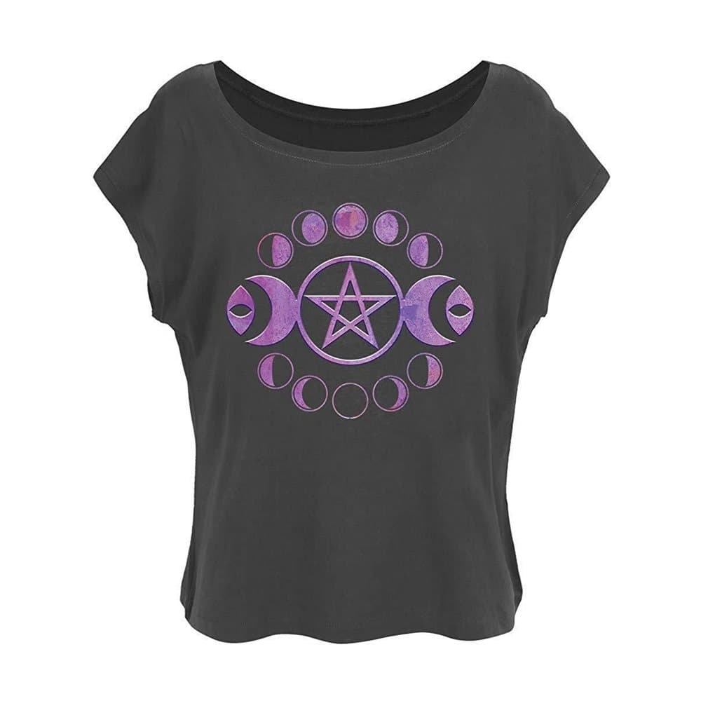 Grindstore Ladies/Womens Lunar Pentagram Oversized Cropped T-Shirt