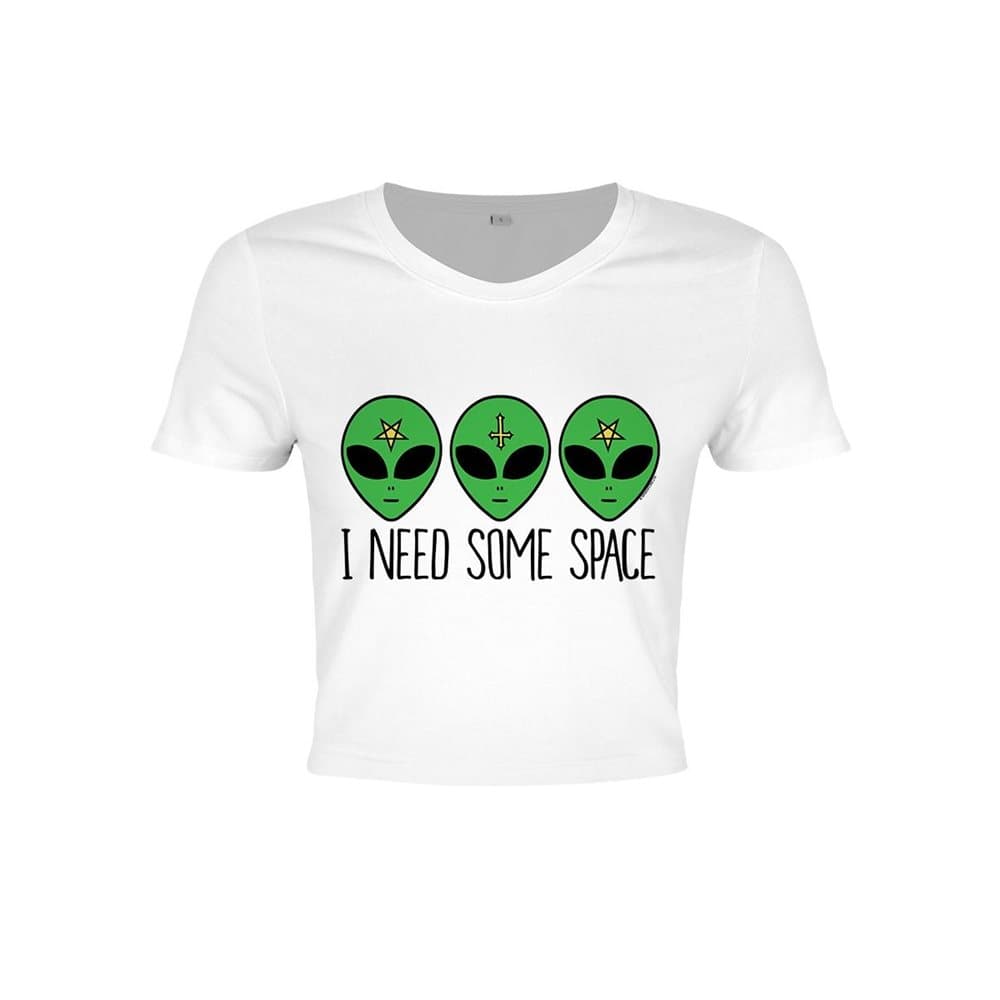 Grindstore Ladies/Womens I Need Some Space Cosmic Alien Crop Top