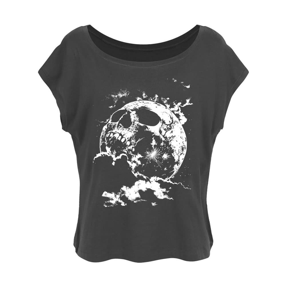 Grindstore Ladies/Womens Cranial Moon Scoop Neck Oversized Cropped T-Shirt