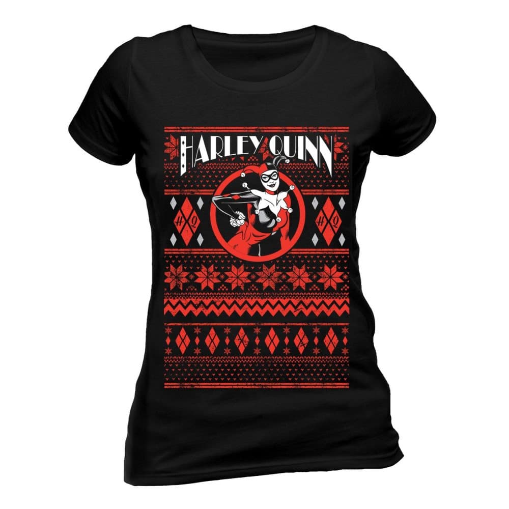 Batman Harley Quinn Womens/Ladies Fair Isle Design Fitted T-Shirt