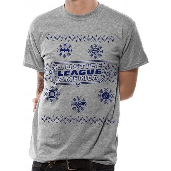 DC Originals Unisex Adults Justice League Christmas Design T-Shirt