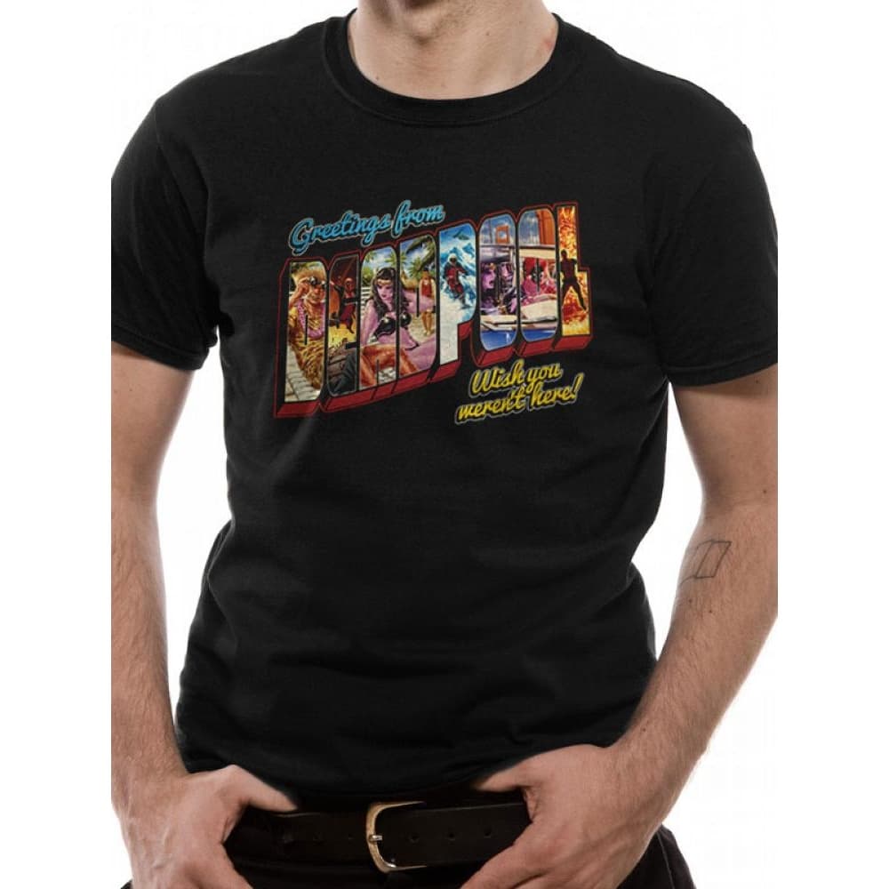Deadpool Unisex Adults Greetings Logo Design T-Shirt