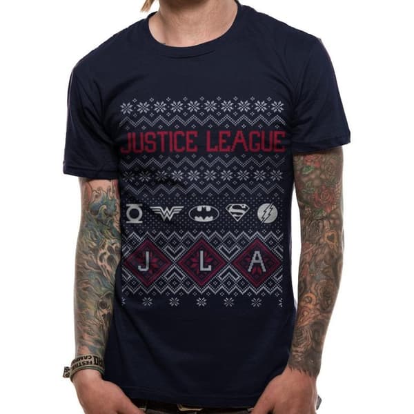 DC Originals Unisex Adults Justice League Fair Isle Design T-Shirt