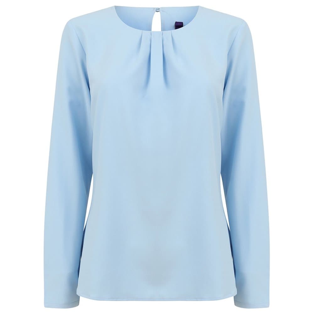 Henbury Womens/Ladies Pleat Front Long Sleeve Blouse