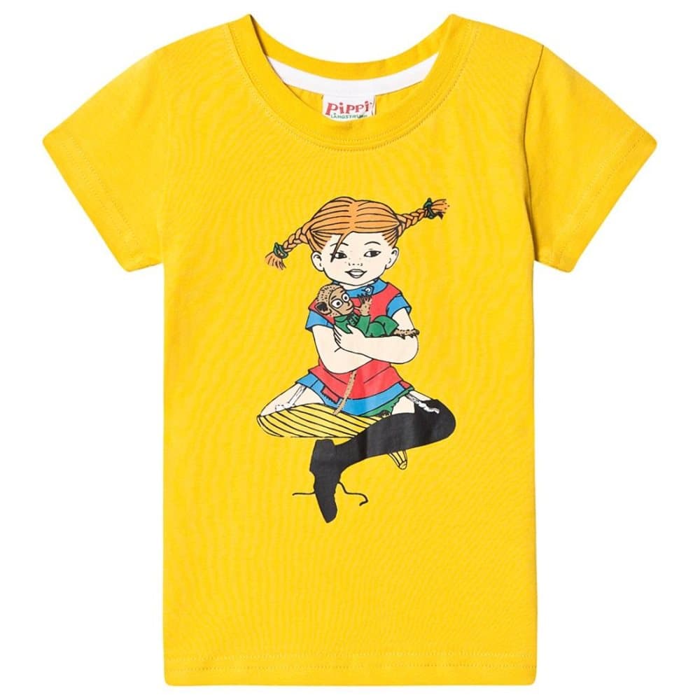 Pippi Langstrømpe Kram T-shirt Gul