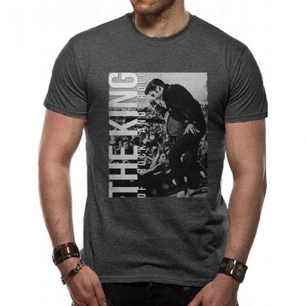 Elvis Presley Unisex Adults T-shirt With King Of Rock N Roll Design