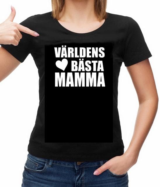 Dam T-shirt  - Världens bästa Mamma heart tröja