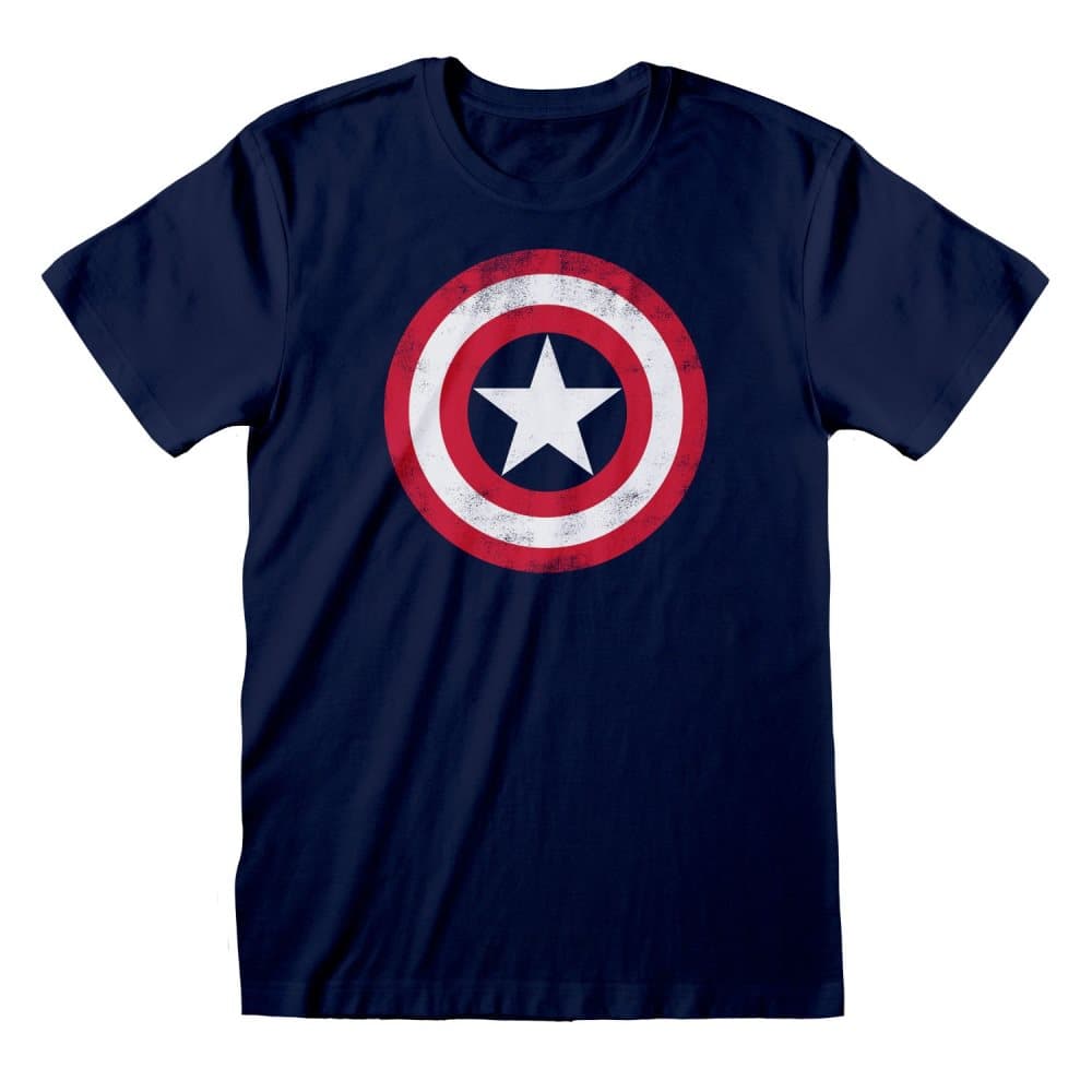 Captain America Unisex Adults Distressed Shield T-Shirt