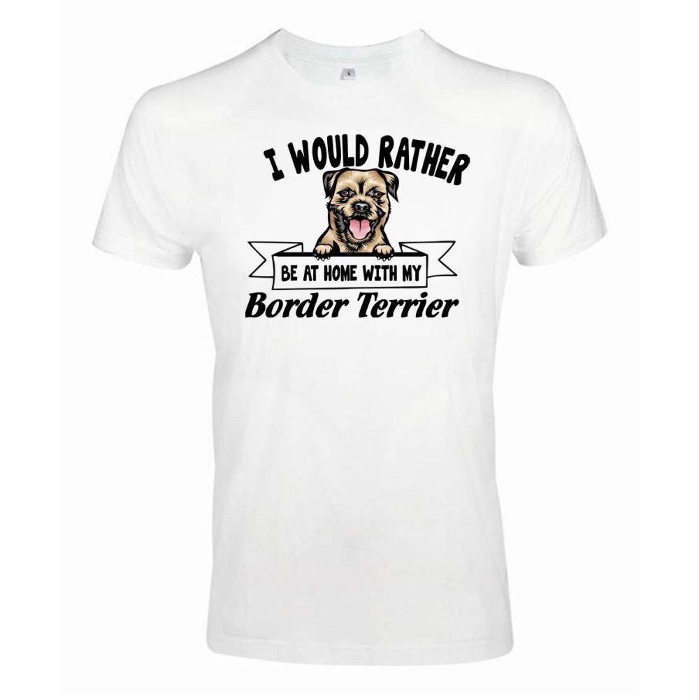 Border Terrier Kikande hund t-shirt - Rather be with... Vit XXXL