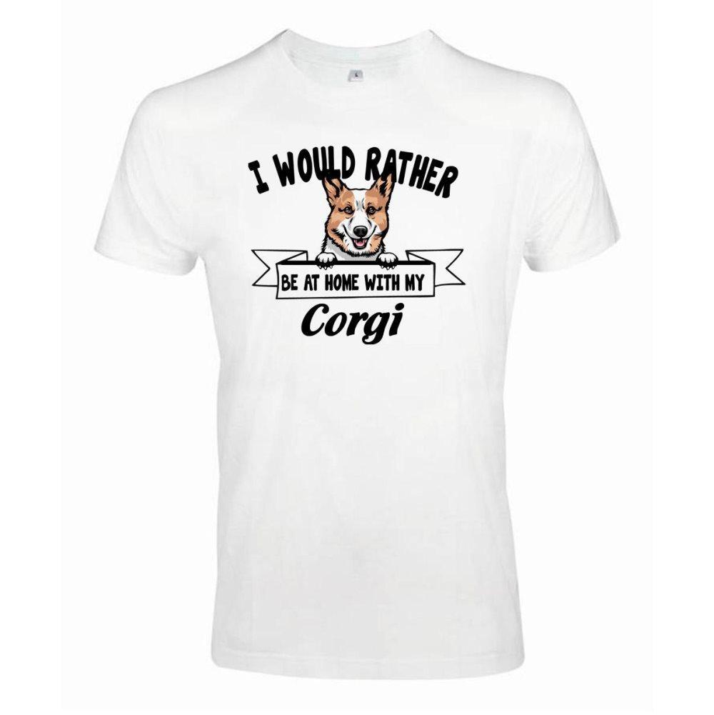 Corgi Kikande hund t-shirt - Rather be with... Vit XXXL