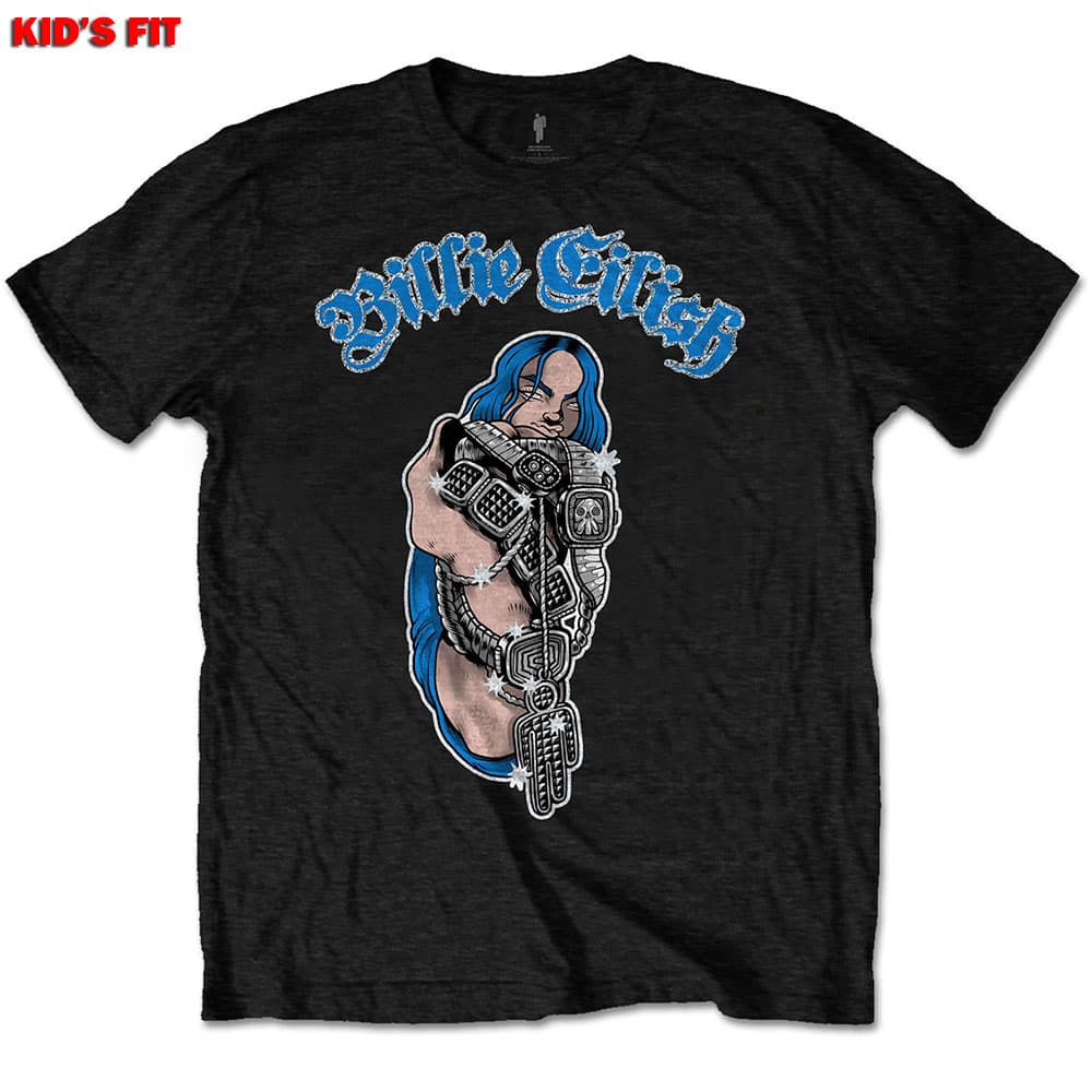 Billie Eilish: Børne T-shirt - Bling (glitter application)
