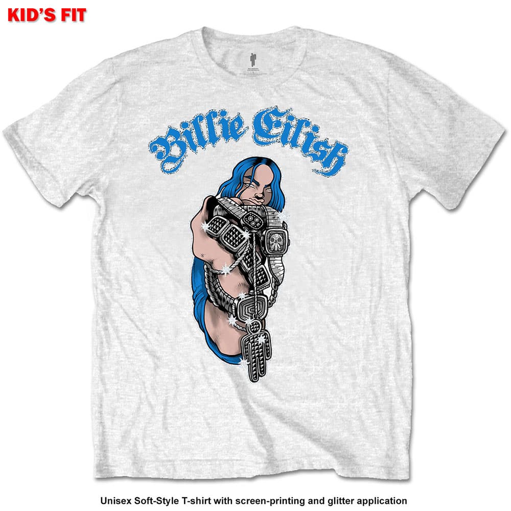 Billie Eilish: Børne T-shirt - Bling (glitter application)