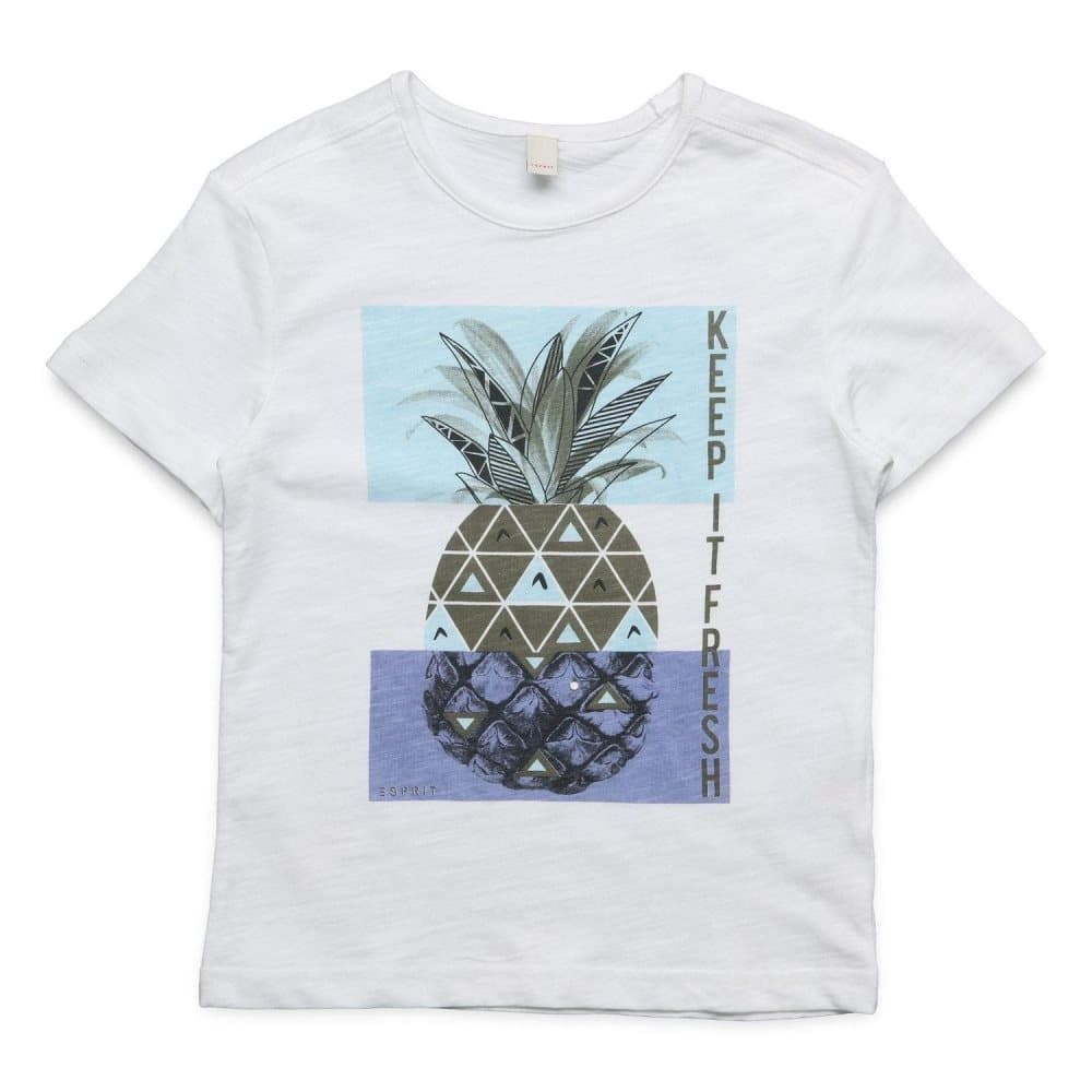 Esprit SS Slub Ananas T-skjorte - Hvit