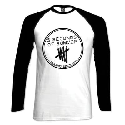 5 Seconds of Summer Ladies Raglan T-Shirt: Derping Stamp (X-Large)