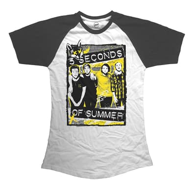5 Seconds of Summer Ladies Raglan Tee: Splatter (Medium)