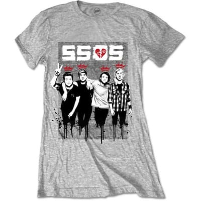 5 Seconds of Summer Ladies T-Shirt: 2 Finger Dripped (Small)