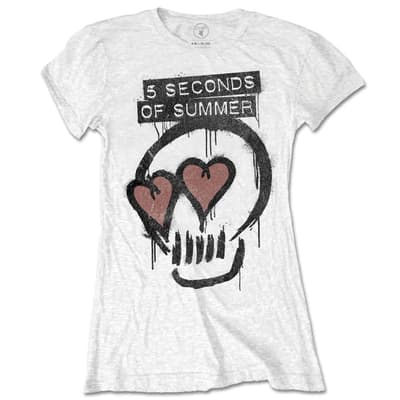 5 Seconds of Summer Ladies Tee: Heart Skull (Medium)