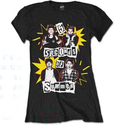 5 Seconds of Summer Ladies T-Shirt: Punk Pop Photo (Large)
