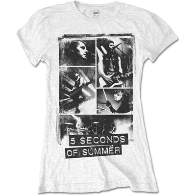 5 Seconds of Summer Ladies T-Shirt: Photo Blocks (Large)
