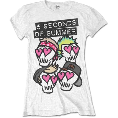 5 Seconds of Summer Ladies T-Shirt: Spray Skulls (Large)