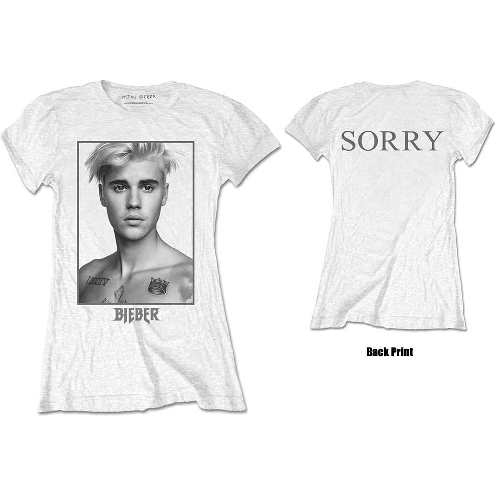 Justin Bieber Ladies Tee: Sorry Ladies (Back Print) (XX-Large)