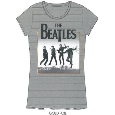 The Beatles Ladies T-Shirt: Leaping (Foiled) (Medium)