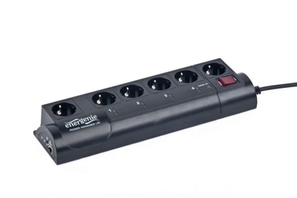 Gembird EG-PMS2, 375 J, 6 AC-utganger, Type F, 250 V, 50 - 60 Hz, 10 A