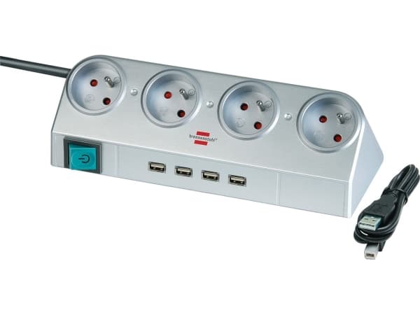 Brennenstuhl Desktop-Power power strip ordinary 4 outlets 1.8m 4xUSB silver (1153541134)
