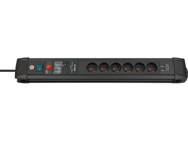 Brennenstuhl Premium-Line surge protector 6 outlets 3m 2xUSB black (1156004536)
