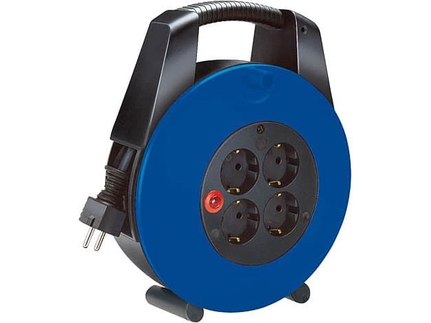 Brennenstuhl Compact retractable extension cord Vario Line 4 x 230V black - blue 15m (1104154)