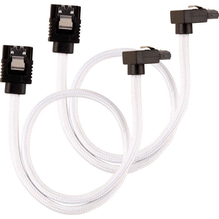 CORSAIR Premium SATA 6 Gbps vit 30 cm 90 ° mantlad kabel - (CC-8900279)
