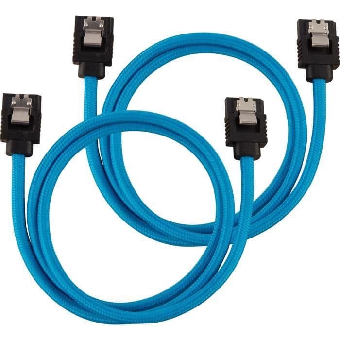CORSAIR Premium SATA 6 Gbps blå mantlad kabel 60cm rak - (CC-8900255)