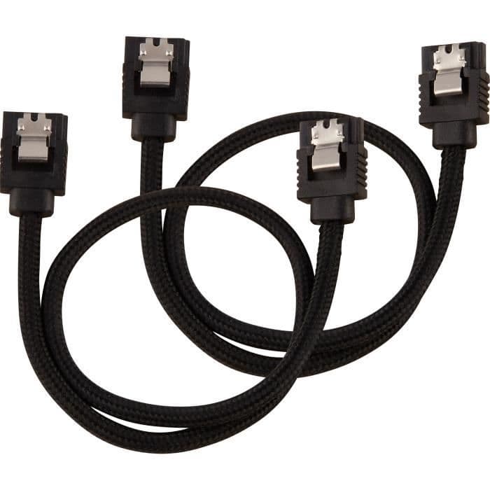 CORSAIR Premium SATA 6 Gbps svart mantlad kabel 30 cm rak - (CC-8900248)