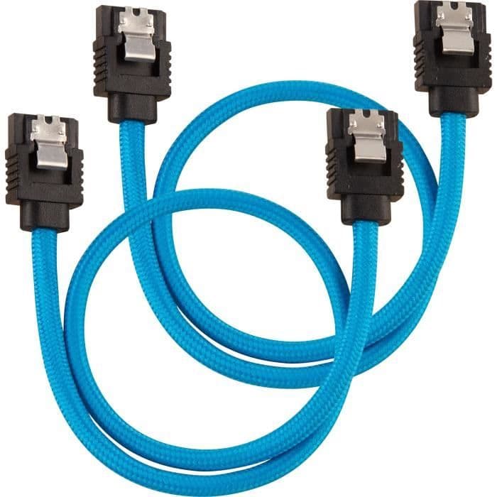 CORSAIR Premium SATA 6 Gbps blå mantlad kabel 30 cm rak - (CC-8900251)
