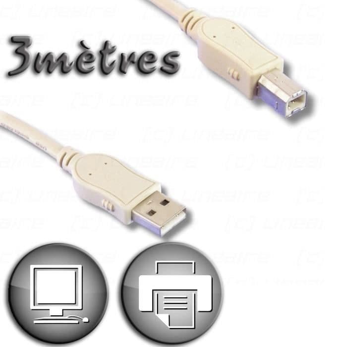 USB 2.0 Et han / Type B han 3 m kabel
