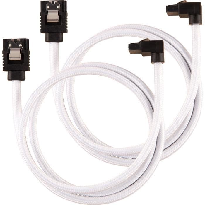 CORSAIR Premium SATA 6 Gbps Vit 60 cm 90 ° mantlad kabel - (CC-8900283)