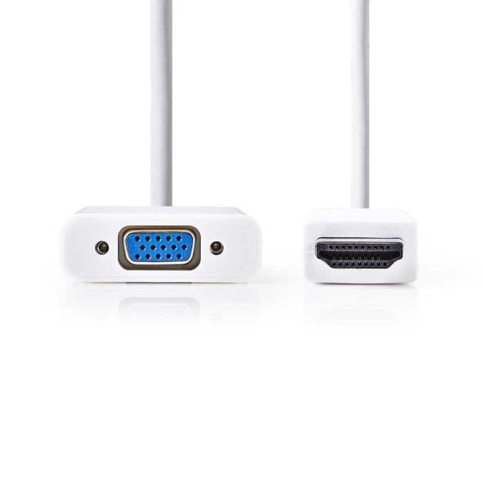 NEDIS HDMI - VGA-kabel - HDMI -stik - VGA hun + 3,5 mm udgang - 0,2 m - hvid