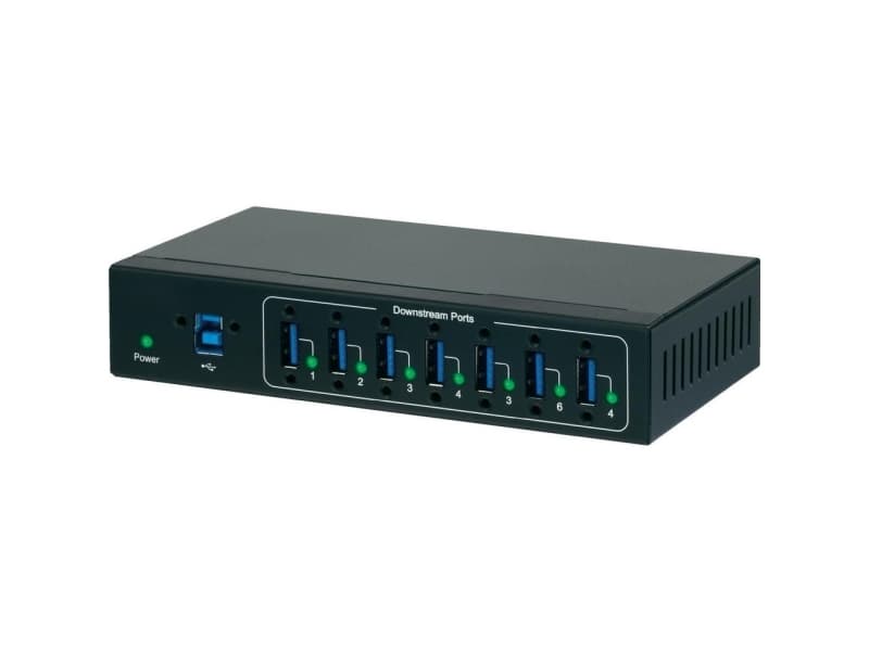 Renkforce 7 porte USB 3.0-hub til industrielle anvendelser, til vægmontering Sort
