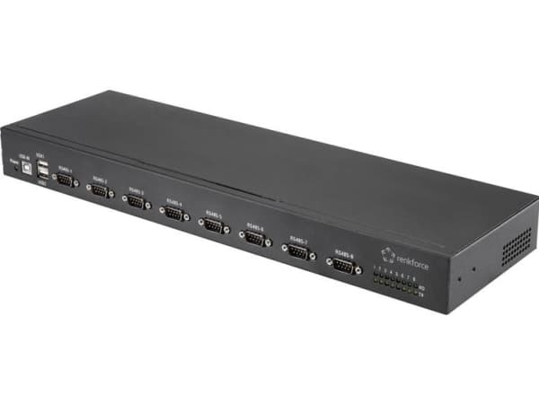 Renkforce RF-19-USB2-RS422+485-8 8 + 2 port Seriel-hub til industrielle anvendelser, Metalkabinet Sort
