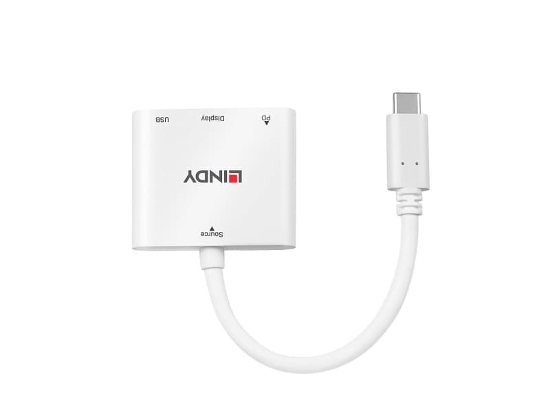 Lindy 43274, USB 3.2 Gen 1 (3.1 Gen 1) Type-C, HDMI,USB 3.2 Gen 1 (3.1 Gen 1) Type-A, 3840 x 2160 pixlar, Vit, Plast, 60 W