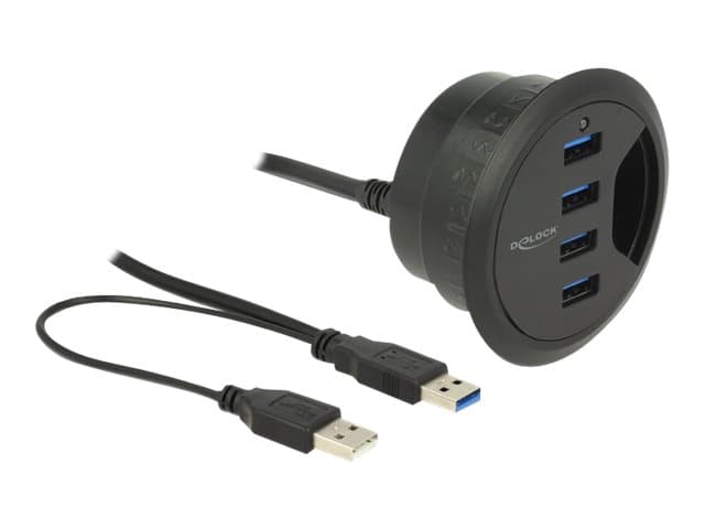 Delock In-Desk Hub - Hubb - 4 x SuperSpeed USB 3.0 - skrivbordsmodell