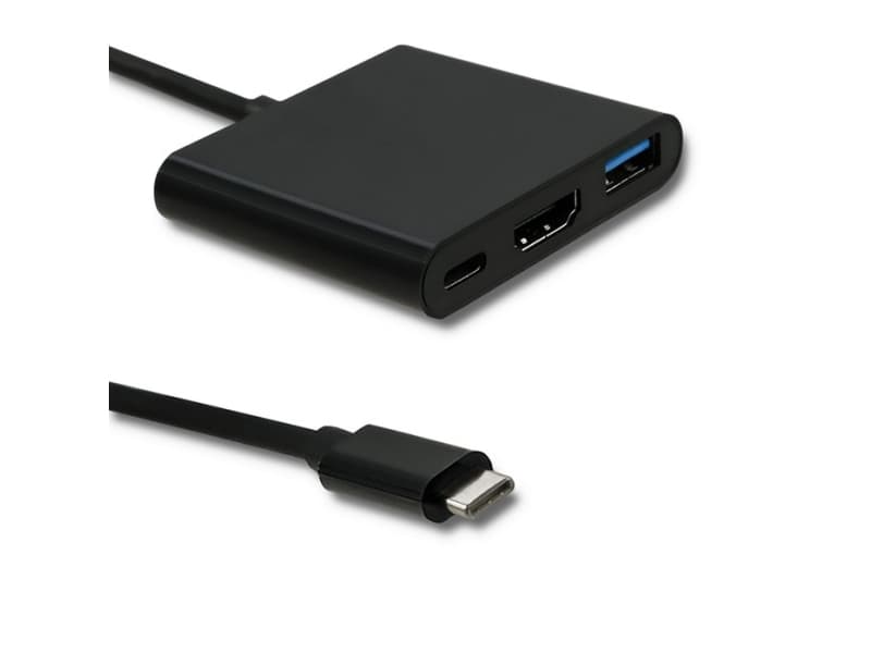 Qoltec 50430, USB 3.2 Gen 2 (3.1 Gen 2) Type-C, HDMI,USB 3.2 Gen 1 (3.1 Gen 1) Type-A,USB 3.2 Gen 1 (3.1 Gen 1) Type-C, Svart, 0,2 m, 51 mm, 58 mm