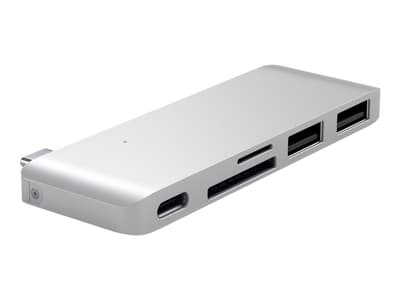 Satechi Type-C Pass Through USB Hub with USB-C Charging Port - Hub - 2 x SuperSpeed USB 3.0 + 1 x SuperSpeed USB 3.0 (lader) - stasjonær